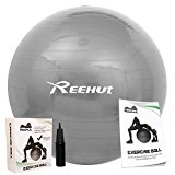 Reehut Anti-Burst Core Exercise Ball for Yoga, Balance, Workout, Fitness w/ Pump (Grey 55cm)
