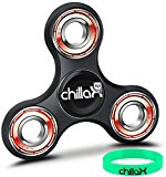 Chillax Fidget Spinner – Tri-Spinner Fidget Toy for Anxiety and ADHD – Premium Quality EDC Focus Toy for Kids & Adults – Best Stress Reducer, Giving Up Smoking, Boredom and Relaxation Toy (Black)