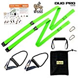 WOSS DUO PRO Suspension Strap Body Weight Fitness Trainer, Made in USA (Neon Green)