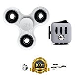 2NLIST Fidget Spinner and Fidget Cube Combo Stress Reducer Toy Perfect For ADD, ADHD, Anxiety, and Autism For Adults and Children Hand Spinner(White)