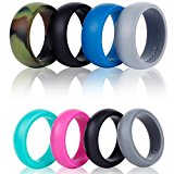 Silicone Wedding Ring Band-4 Pack-Safe Flexible Comfortable Medical Grade Love Rings Set for Men Women- Fit for Sports & Outdoors, Workout, Fitness, Athletes, Engineers+ Gift Box-Syourself (Men 10)