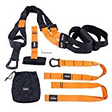 ANACCI Suspension Straps Best Home Gym Fitness Resistance Trainer Total Body Workout Training Bodyweight Trainer Perfect for Military Training System (Orange)