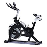 Indoor Fitness Cycle Bike Spin Bike with Computer Monitor and Heart Pulse Sensors (Black)