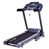 Goplus 2.5HP Folding Treadmill Electric Support Motorized Power Shock-Absorption Running Fitness Machine with Fitness APP, Black & Grey