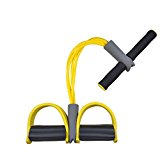 ANONE Sports Resistance Bands with Pedal and 4 tubes for Fitness Tubing Exercise Pulling Rope Sit-up Bar Exercise Device Equipment (Yellow)