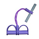 ANONE Sports Resistance Bands with Pedal and 4 tubes for Fitness Tubing Exercise Pulling Rope Sit-up Bar Exercise Device Equipment (Purple)