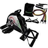 Under Desk Mini Exercise Bike + Resistance Band Set (Gloss Black & Silver)