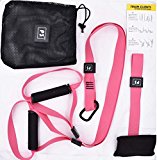 Suspension Trainer Straps with Handles,Training Kit for Home Gym Workout MMA Resistance Training Crossfit (Pink)