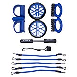 Pinty Full Body Workout Kit Fitness Exercise Equipment Ab Wheel Resistance Band with handles Home gym (Blue)