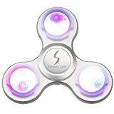 Fantastic Zone Fidget Hand Spinner With LED LIGHT Made of Aluminum Alloy Tri Spinner Toy With Colorful Shining Premium Anxiety Toy Helps Focus For Kids And Adults Stress Reducer