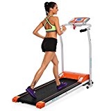 Folding Electric Treadmill, Easy Assembly Motorized Running Machine with Rolling Wheels (Orange)