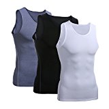 Men’s 3 Pack Compression Athletic Tank Top，Base Layer Sport Tank Top