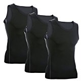 Men’s 3 Pack Compression Athletic Tank Top，Base Layer Sport Tank Top