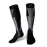 Graduated Compression Socks for Sports Running Circulation Flight Travel Nurses & Recovery(Men & Women) – Black(L/XL)