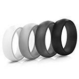 Silicone Ring Wedding Band For Men – 4 Pack – Black, Dark Grey, Grey, Light Grey (13.5 – 14 (23.01mm))