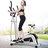 Docheer Heavy Duty Magnetic Ellipticals Trainer Elliptical Bike Machine Cardio Fitness Home Gym with Adjustable Height Seat Exercise Bike