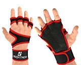 Cross Training Gloves With Wrist Support (Fire Red, Medium)
