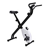 Soozier Folding Magnetic Upright Stationary Exercise Bike with LCD Monitor (Silver)