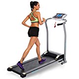 Folding Electric Treadmill, Easy Assembly Motorized Running Machine with Rolling Wheels (Sliver)