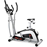 XPH Magnetic Upright Bike with Pulse Hybrid Trainer Elliptical Machine Trainer 2 in 1 Exercise Bike Total Cardio Training Home Fitness Equipment with Heart Rate Monitor 8 Level Tension Control System