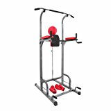 Popsport Power Tower Station 330LBS Multi-Station Power Tower Adjustable Height Dip-Station Workout Pull Up Station with Speed Ball for Indoor Home Fitness (Power Tower with Speed Ball)