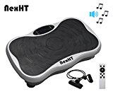 NexHT Mini Fitness Vibration Platform,Whole Body Shape Vibration Plate Exercise Machine with Built-in USB Speaker(89016A),Fit Massage Workout Trainer with Bands &Remote,Max User Weight 330lbs.Silver