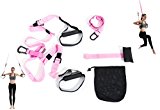 VARANDA Suspension Trainer Kit, Lightest, Leanest Suspension Trainer Straps with Handles – Perfect for Home Gym Workout, Travel and Working Out Indoors & Outdoors (Pink)