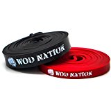 Pull Up Assist Band Set by WOD Nation – 1 Red 10-35 lbs + 1 Black 30-60 lbs Strength