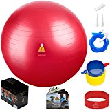 Exercise Ball Balance Anti-Burst Balls | Best Professional Stability Set – Yoga Large Thick Fitness Ball With Pump & Accessories, Extra Pins For Valve, Premium Elastic Loop &Hard Cover Workout Guide …