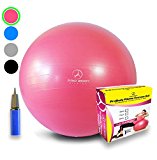 Exercise Ball – Professional Grade Anti-Burst Yoga Ball, Balance Ball for Pilates, Yoga, Stability Training and Physical Therapy (Pink, 75cm)