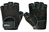 Multi Functional Workout Gloves Womens and Mens Crossfit Gloves with Adjustable Velcro Closure, Leather Grip Gloves for Workout, Training, Fitness, Bodybuilding, Fit for Men & Women – Turquoise L