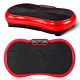 360° Vibration Fitness Full Body Vibration Machine Plate Exercise with 2 Straps ,Wireless Remote Controller (Red)