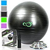 Exercise Ball -Professional Grade Exercise Equipment Anti Burst Tested with Hand Pump- Supports 2200lbs- Includes Workout Guide Access- 55cm/65cm/75cm/85cm Balance Balls (Dark Grey, 65 cm)