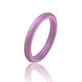 Thin and Stackable Silicone Wedding Ring by Beilove,Copper,Metallic Purple,Metallic Blue,Rose Gold (Metallic Purple, 7)