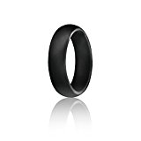 Silicone Wedding Ring For Women By ROQ, Affordable Silicone Rubber Band, Black – Size 6
