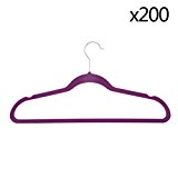 SUGARHOST 200PCS Purple Non-Slip Heavy Duty Clothes Hangers Velvet Space Saving Garment Hangers