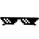 Fubovd Thug Life Glasses 8 Bit Pixel Deal With IT Sunglasses Unisex Sunglasses Toy (Black B)