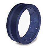 BULZi – Massaging Comfort Fit Silicone Wedding Ring – #1 Most Comfortable Men’s Wedding Band – Flat Edges with Flexible Work Safety Design (Oxford Blue Zi2, Size 9 – ( 7mm Width Band ))