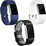 Replacement Bands for Fitbit Charge 2, 3-Pack Fitbit Charge2 Wristbands, Small, Black Gray, Blue, White