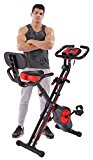 PLENY Upright Stationary Exercise Bike with Arm Exercise Resistance Bands and Phone Holder