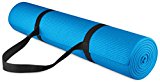 BalanceFrom GoYoga All Purpose High Density Non-Slip Exercise Yoga Mat with Carrying Strap, 1/4″, Blue