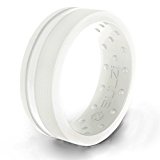 BULZi – Massaging Comfort Fit Silicone Wedding Ring – #1 Most Comfortable Men’s Wedding Band – Flat Edges with Flexible Work Safety Design (White Zi2, Size 9 – ( 7mm Width Band ))
