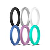Thin and Stackable Silicone Wedding Ring by Beilove,Copper,Metallic Purple,Metallic Blue,Rose Gold (Black,White,Silver,Metallic Blue,Metallic Purple,Turquoise, 5)