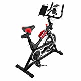 Popsport Indoor Exercise Bike Stationary Bike 440 LBS Indoor Cycle Bike with LCD Display and Water Bottle Phone Holder for Home Fitness Exercising (JSC-010 exercise bike with phone holder)