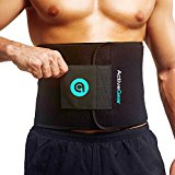 ActiveGear Waist Trimmer Belt for Stomach and Back Lumbar Support, Medium: 8″ x 42″ – Blue