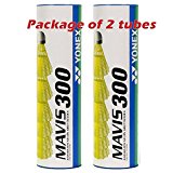 Yonex Mavis 300 Yellow Nylon Shuttlecocks 1/2doz (Pkg of 2 tubes(12pcs)-Yellow Medium Speed) by Yonex