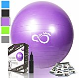 Exercise Ball -Professional Grade Exercise Equipment Anti Burst Tested with Hand Pump- Supports 2200lbs- Includes Workout Guide Access- 55cm/65cm/75cm/85cm Balance Balls (Lilac Purple, 65 cm)