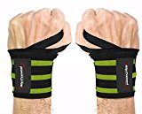 Wrist Wraps by Rip Toned – 18″ Professional Grade With Thumb Loops – Wrist Support Braces – Men & Women – Weight Lifting, Crossfit, Powerlifting, Strength Training – Bonus Ebook (Green Medium Stiff)