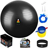 Exercise Ball Balance Anti-Burst Balls | Best Professional Stability Set – Yoga Large Thick Fitness Ball With Pump & Accessories, Extra Pins For Valve, Premium Elastic Loop &Hard Cover Workout Guide …