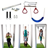 Indoor Swing by DreamGYM | Trapeze Bar & Gymnastic Rings Combo and Rope Swing for Doorway Gym